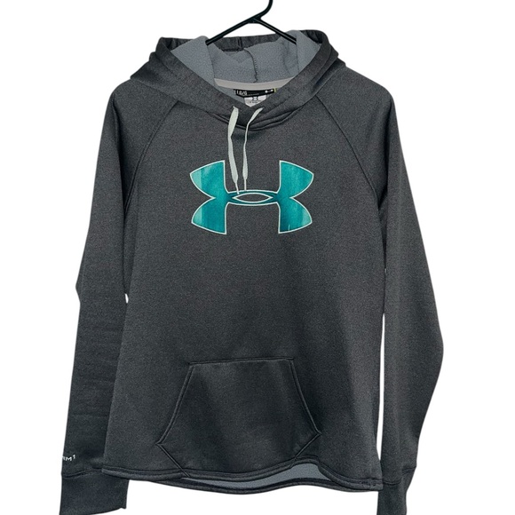 Under Armour Tops - Under Armour Storm 1 Gray Hoodie with Teal Logo